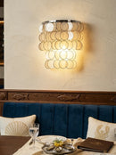 Chrome Round Tiered Capiz Shell Wall Lamp