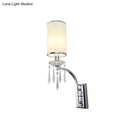 GobekUsa Pillar Wall Mounted Sconce Light in Chrome with Ribbed Fabric Shade - Ideal for Living Room