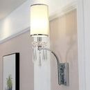 GobekUsa Pillar Wall Mounted Sconce Light in Chrome with Ribbed Fabric Shade - Ideal for Living Room