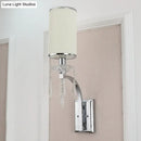 GobekUsa Pillar Wall Mounted Sconce Light in Chrome with Ribbed Fabric Shade - Ideal for Living Room