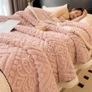 GobekUsa Double-Layer Coral Fleece Blanket: Super Soft Queen King Quilt for Winter
