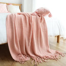 GobekUsa Knitted Leisure Blanket Throw - Cozy Sofa Cover and Bed End Towel with Tassels