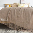 GobekUsa Knitted Leisure Blanket Throw - Cozy Sofa Cover and Bed End Towel with Tassels