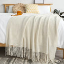 GobekUsa Knitted Leisure Blanket Throw - Cozy Sofa Cover and Bed End Towel with Tassels