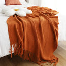 GobekUsa Knitted Leisure Blanket Throw - Cozy Sofa Cover and Bed End Towel with Tassels