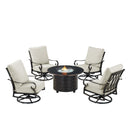 Black Aluminum Fire Table Set with Four Club Chairs