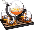 U.S. Navy Globe Whiskey Decanter Set with 4 Liquor Glasses