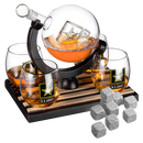 Army Globe Whiskey Decanter Set & 4 Liquor Glasses - Whisky Decanter & Glass Set with Wood Base and 9 Whiskey Stone - Father's Day US Army Licensed Gifts for Men - Bourbon Scotch Military Veteran Gift