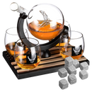 Airforce Whiskey Decanter Set with 4 Liquor Glasses Air Force Whisky Decanter & Glass Set with Wood Base & 9 Whiskey Stones - US Airforce Gifts for Men - Globe Bourbon & Scotch Gifts for Dad