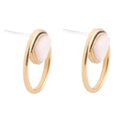 Circle Pink Opal and Golden Bronze Post Stud Earrings