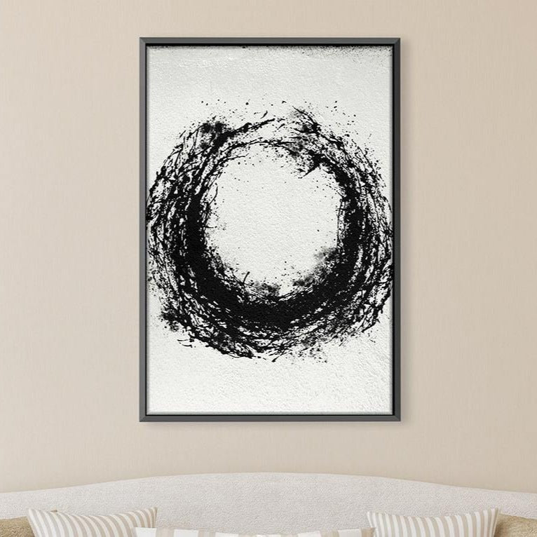 Circular Black Paint Canvas