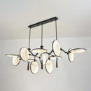 GobekUsa Circular Fan Island Lamp: Modern Acrylic LED Suspension Light with Landscape Print – Perfect for Tearooms