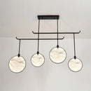 GobekUsa Circular Fan Island Lamp: Modern Acrylic LED Suspension Light with Landscape Print – Perfect for Tearooms