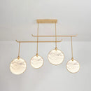 GobekUsa Circular Fan Island Lamp: Modern Acrylic LED Suspension Light with Landscape Print – Perfect for Tearooms