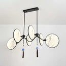 GobekUsa Circular Fan Island Lamp: Modern Acrylic LED Suspension Light with Landscape Print – Perfect for Tearooms