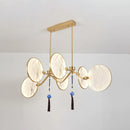 GobekUsa Circular Fan Island Lamp: Modern Acrylic LED Suspension Light with Landscape Print – Perfect for Tearooms