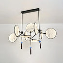 GobekUsa Circular Fan Island Lamp: Modern Acrylic LED Suspension Light with Landscape Print – Perfect for Tearooms