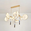 GobekUsa Circular Fan Island Lamp: Modern Acrylic LED Suspension Light with Landscape Print – Perfect for Tearooms