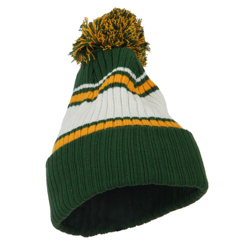 Contrast Jacquard Striped Cuff Watch Cap Beanie