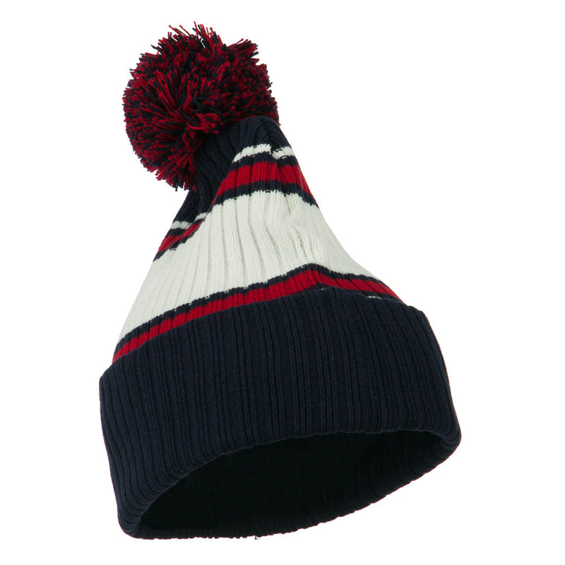 Contrast Jacquard Striped Cuff Watch Cap Beanie
