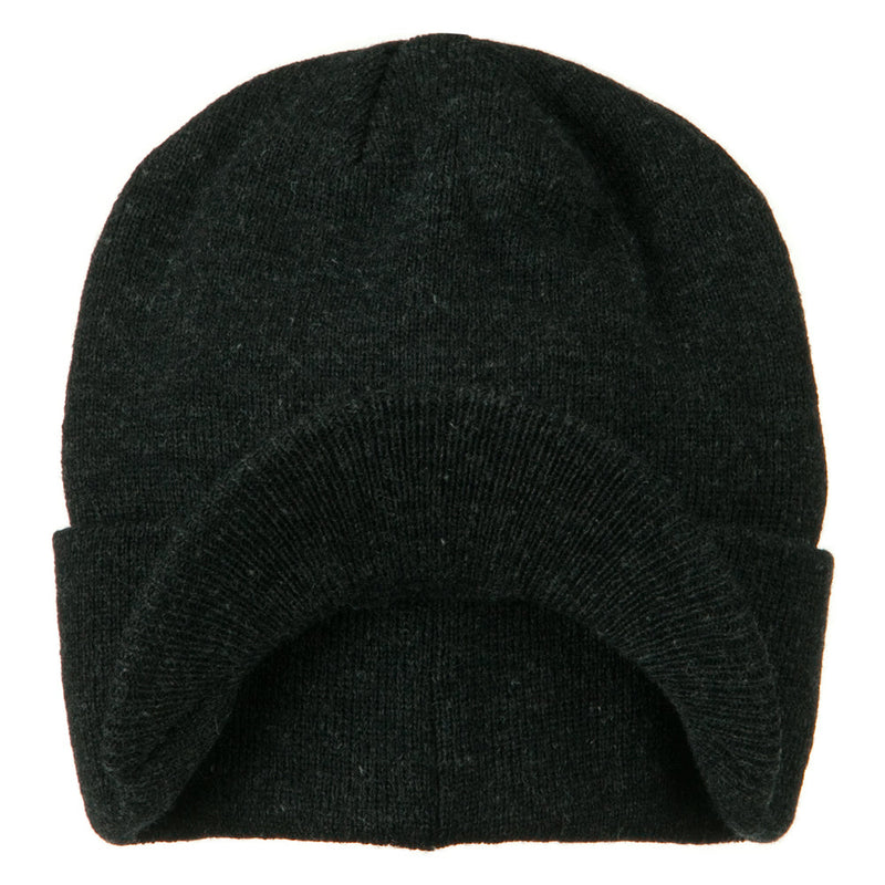 Cuff Knitted Beanie with Visor Bill