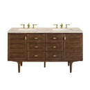 James Martin Amberly 60" Dual Mount Double Bathroom Vanity, Mid-Century Walnut