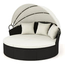 Clamshell Patio Round Daybed Wicker with Retractable Canopy and Pillows by LJGDeals