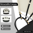Clamshell Patio Round Daybed Wicker with Retractable Canopy and Pillows by DirectDeals