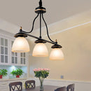 GobekUsa Black Glass Barrel Island Pendant Light - Classic 3-Light Dining Room Hanging Fixture