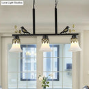 GobekUsa Classic Black Hanging Lamp Kit - Bell Dining Room Island Pendant Light with Frosted Glass and 3 Lights Including Birds