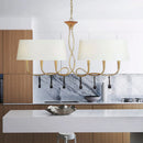 GobekUsa Classic Black/White Drum Fabric Island Ceiling Light with 6 Hanging Lights for Dining Room