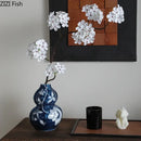 GobekUsa Blue Porcelain Vase: Flowers and Birds Pattern Table Decor Floral Vases Room Aesthetic