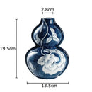 GobekUsa Blue Porcelain Vase: Flowers and Birds Pattern Table Decor Floral Vases Room Aesthetic