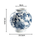 GobekUsa Blue Porcelain Vase: Flowers and Birds Pattern Table Decor Floral Vases Room Aesthetic