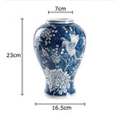 GobekUsa Blue Porcelain Vase: Flowers and Birds Pattern Table Decor Floral Vases Room Aesthetic