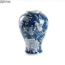 GobekUsa Blue Porcelain Vase: Flowers and Birds Pattern Table Decor Floral Vases Room Aesthetic