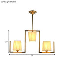 GobekUsa Classic Brass Island Pendant Light Kit with Rectangle Fabric Shade - 3 Lights Dining Room Lighting