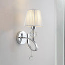 GobekUsa Conical Parlor Wall Lamp Fixture: 1-Light Classic Fabric Wall Lighting with Crystal Drop in Chrome