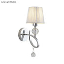 GobekUsa Conical Parlor Wall Lamp Fixture: 1-Light Classic Fabric Wall Lighting with Crystal Drop in Chrome