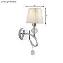 GobekUsa Conical Parlor Wall Lamp Fixture: 1-Light Classic Fabric Wall Lighting with Crystal Drop in Chrome