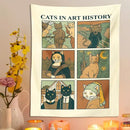 Classic cream cat art tapestry wall hanging for bedroom decor by Decorbites