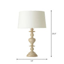 GobekUsa White Resin Base Fabric Nightstand Lamp with Classic Tapered Design