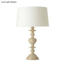 GobekUsa White Resin Base Fabric Nightstand Lamp with Classic Tapered Design
