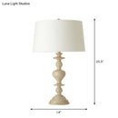 GobekUsa White Resin Base Fabric Nightstand Lamp with Classic Tapered Design