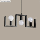 GobekUsa Classic Exposed Bulb Pendant Light in Black - 3 Metal Island Lights