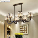 GobekUsa Classic Faceted Crystal 7-Light Black Pendant Lamp for Dining Room Island