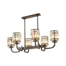 GobekUsa Classic Faceted Crystal 7-Light Black Pendant Lamp for Dining Room Island