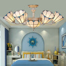 GobekUsa Classic Hanging Cone Ceiling Light with White Glass Shade - Multi Light Chandelier