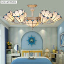 GobekUsa Classic Hanging Cone Ceiling Light with White Glass Shade - Multi Light Chandelier