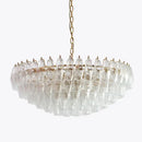 Glass Chandelier Pink Large Amber Accent With Stainless Steel Body Polished Finish